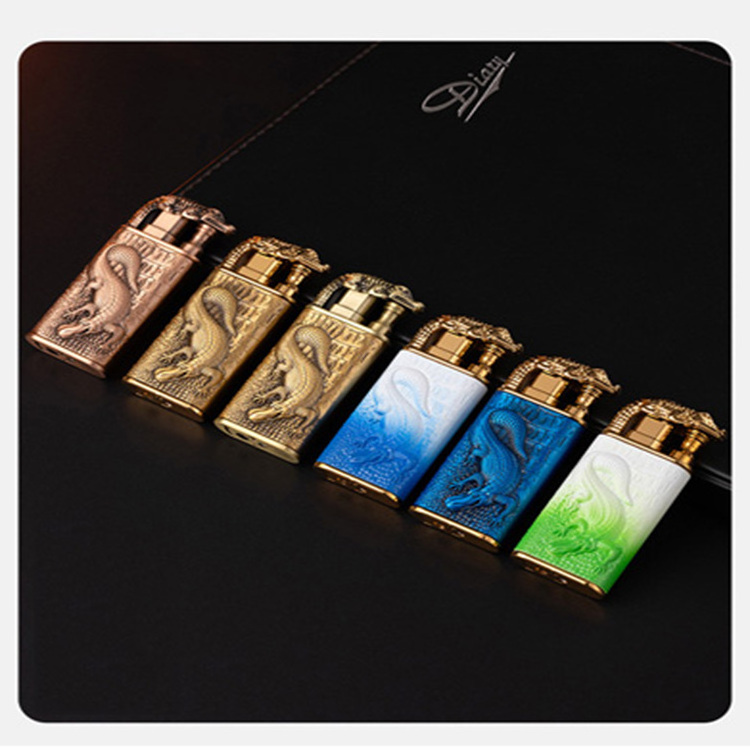 AIRO Hot Selling Jet Torch Lighters windproof Butane Gas Twin Flame Lighters Embossed crocodile replenished lighters