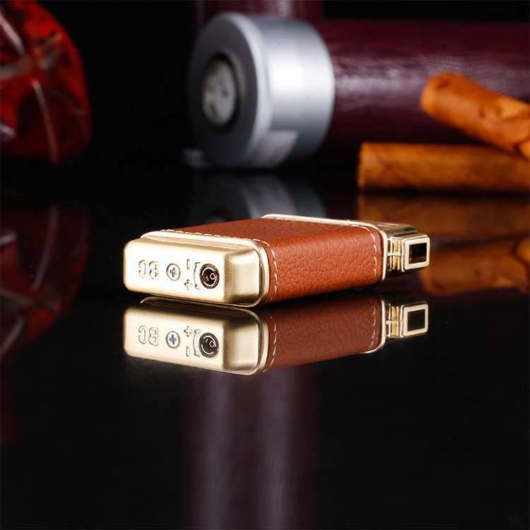 Wholesale Jet Flame Cigarette Lighters wrap Leather CUSTOM LOGO Covered Gas Refillable Portable Leather Lighter