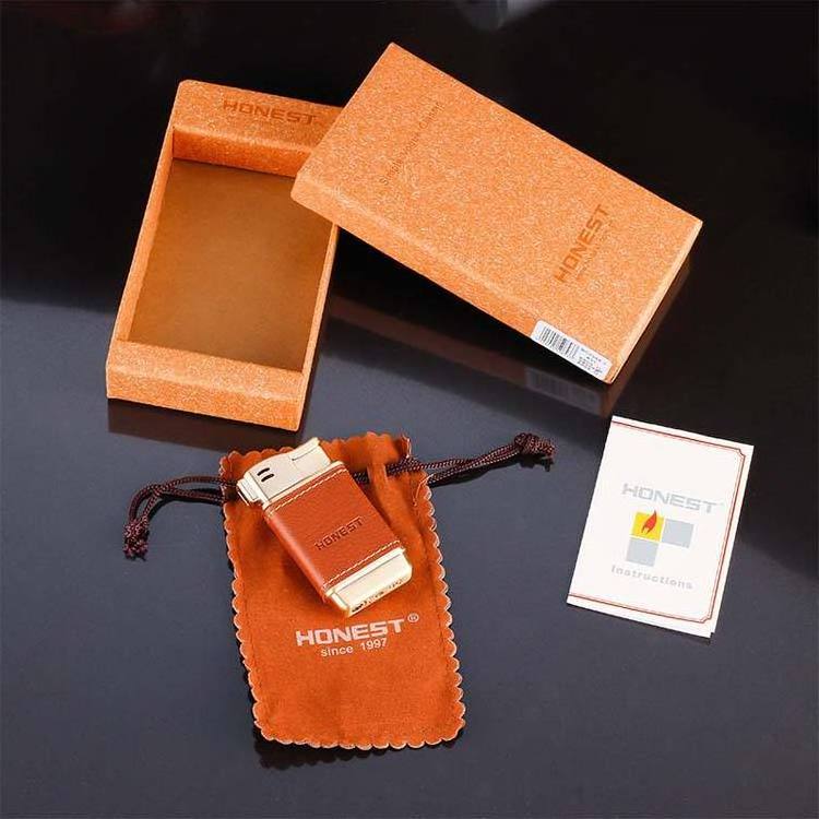 Wholesale Jet Flame Cigarette Lighters wrap Leather CUSTOM LOGO Covered Gas Refillable Portable Leather Lighter