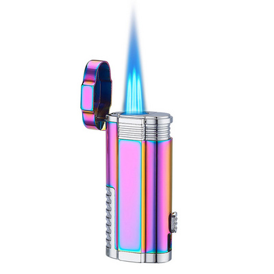 Wholesale custom inflatable torch lighter triple jet flame cigar lighter with cigar knife refillable butane gas