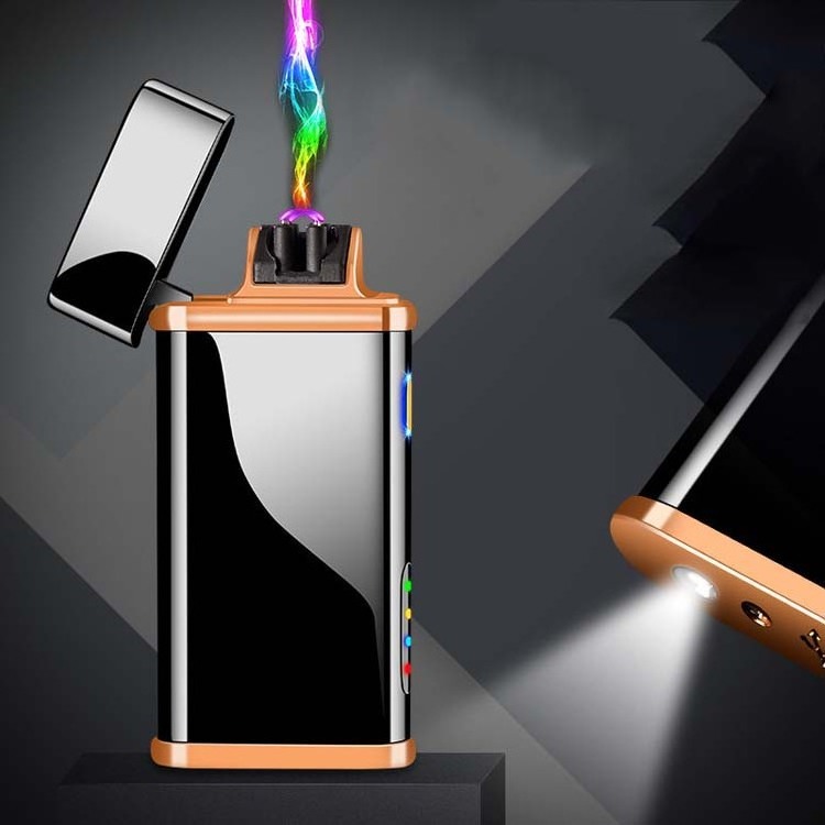 New Windproof USB Electric Plasma Rechargeable Double ARC Pulse USB Lighter For Cigarette Candle With LED Power