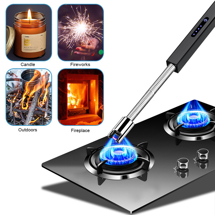 Electric Arc Lighter Rechargeable USB Lighter Flameless Grill Lighter Long for Candle BBQ