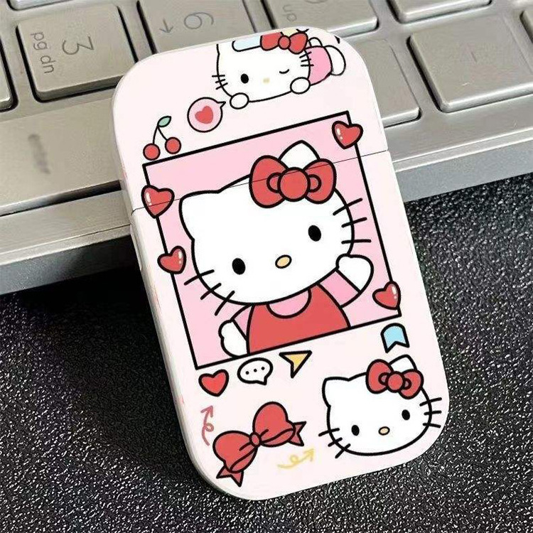 New Custom Lighter Hello Kitty Lighter Pink Flame Windproof Torch Lighter for Girlfriend