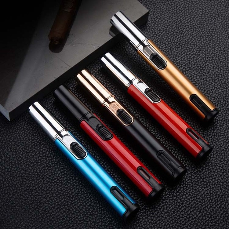 Refillable Gas Pen Lighter Adjustable Jet Flame Butane Lighter for BBQ Candle Camping