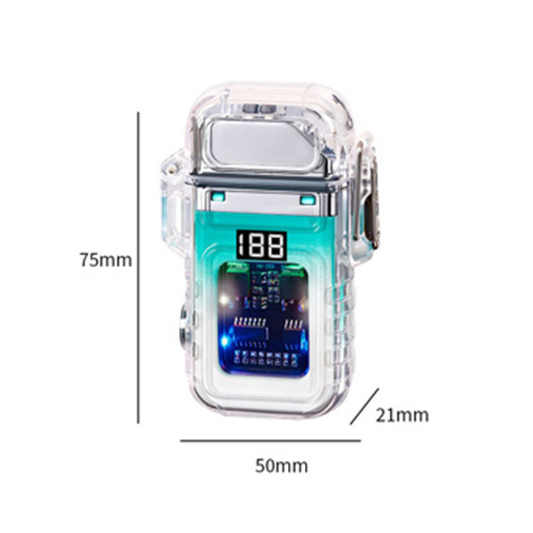 New Transparent Waterproof Charging Double Arc Lighter Plastic Power Display Lighting Cigar Lighter Wholesale