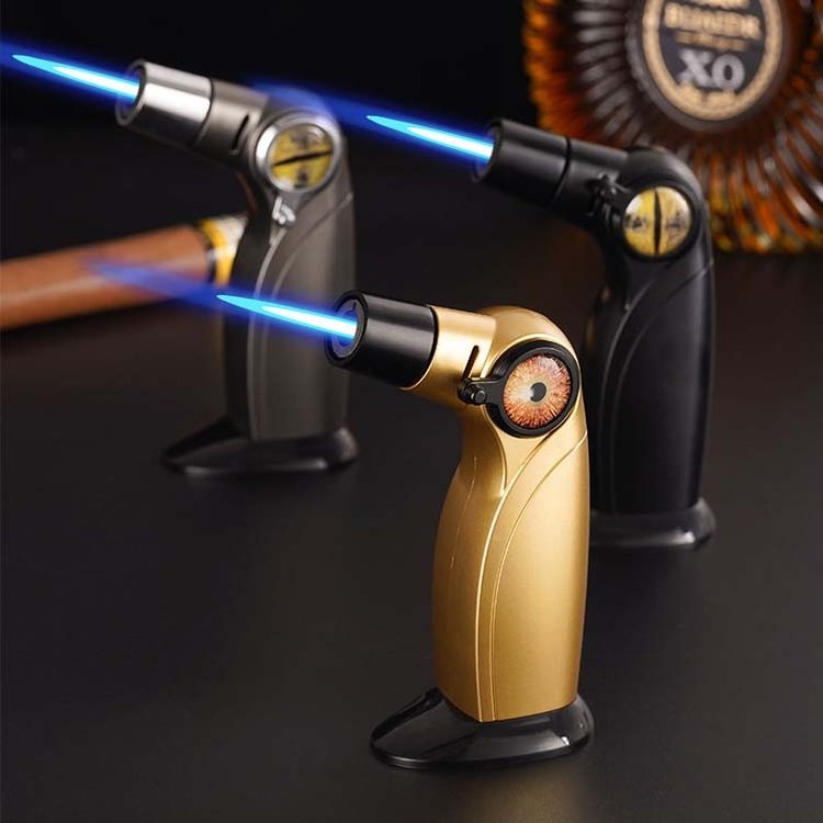 New Eagle Eye Single Flame Jet Lighter Customized Logo Butane Gas refillable Cigarette Windproof Torch Cigar Lighter