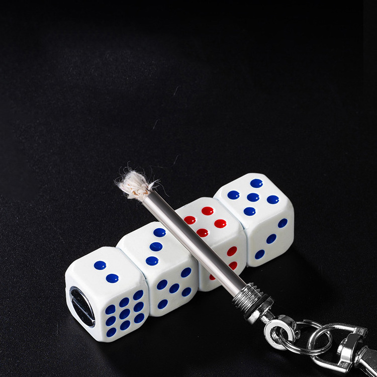 Creative Kerosene Lighter Luminous Dice Portable key chain lighters Match oil permanent matches lighter