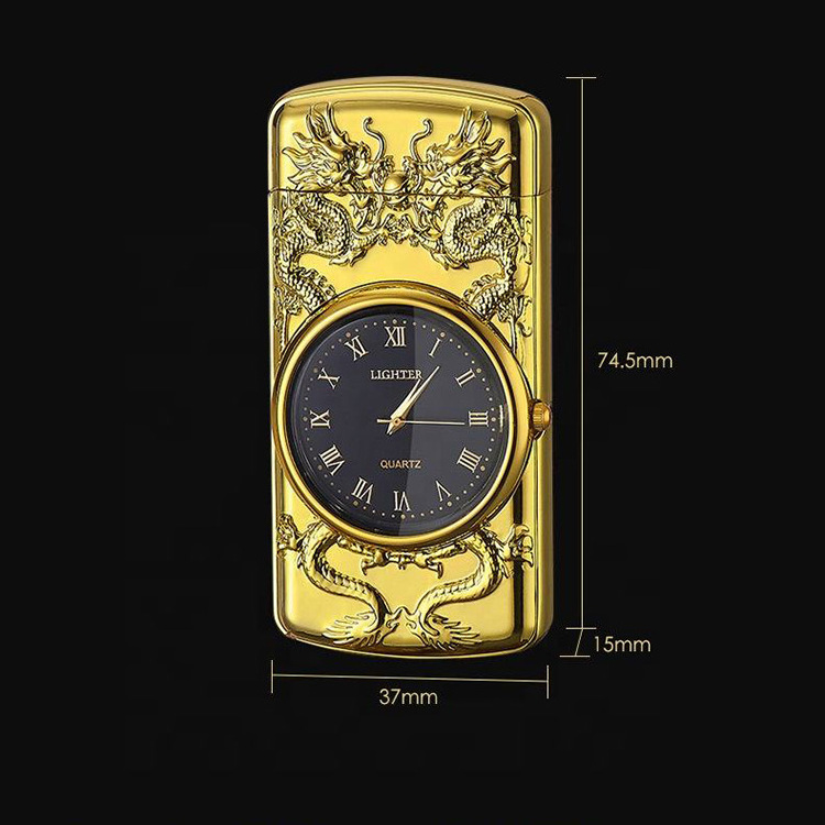 High Quality Mini Personalized Gold Luminous Watch Metal Clock Butane Torch Lighter Cigarette Wholesale