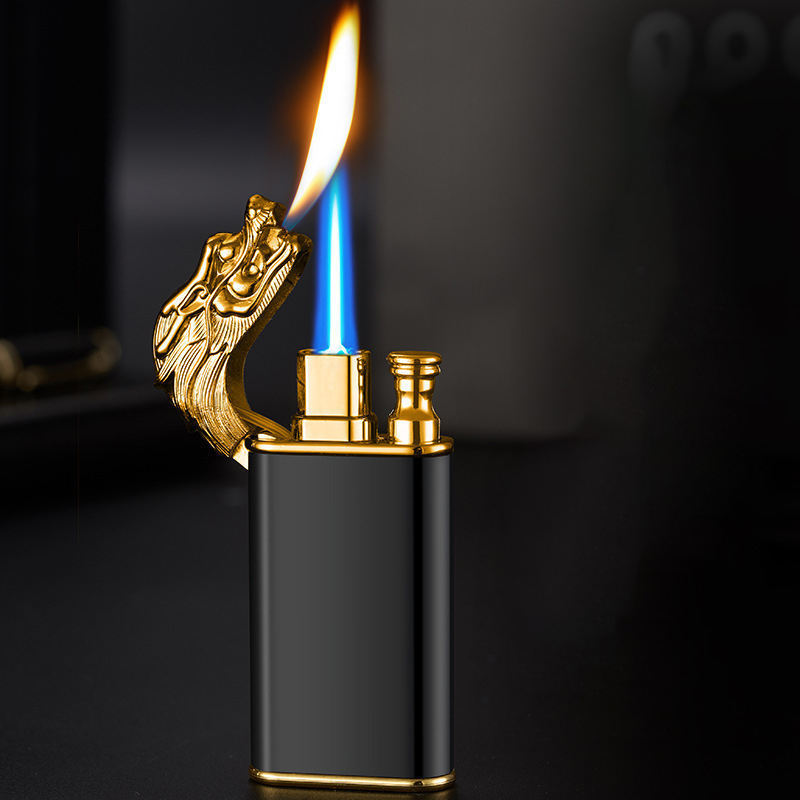 AIRO 2023 New hot selling Dragon head Double Fire Lighter custom logo cigarette lighter Gas lighter