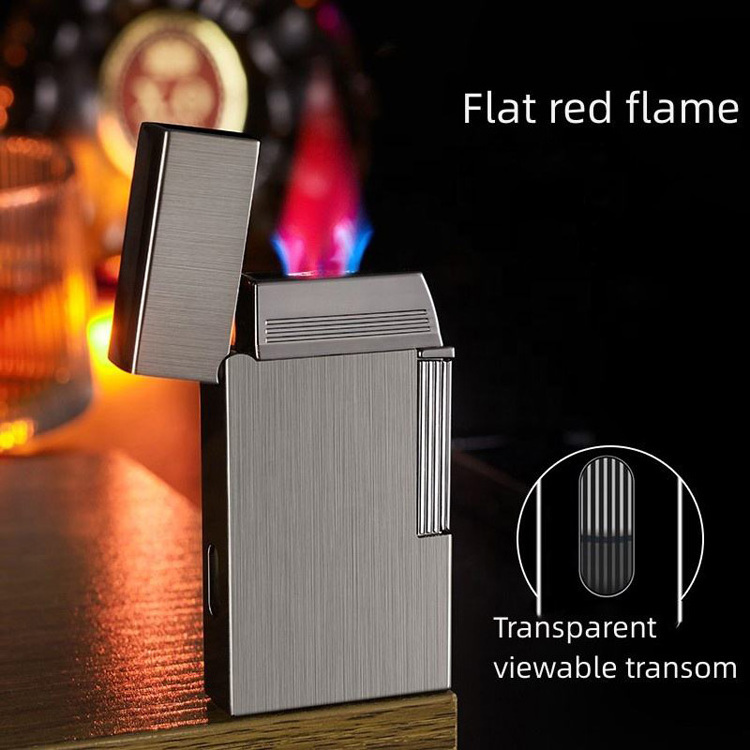 Creative Windproof Flat Mouth Flame Inflatable Lighter Transparent Visible Gas Lighter