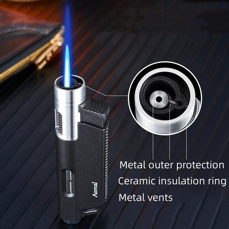 Creative Transparent Viewable Window Windproof Metal Lighter Small Portable Jet Blue Flame Lighter Welding Torch Lighter