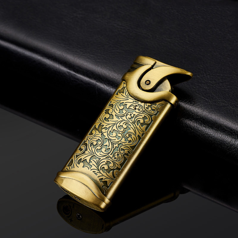 New lighter bulk Gilded adjustable card open flame lighter wholesale lighter for smoking