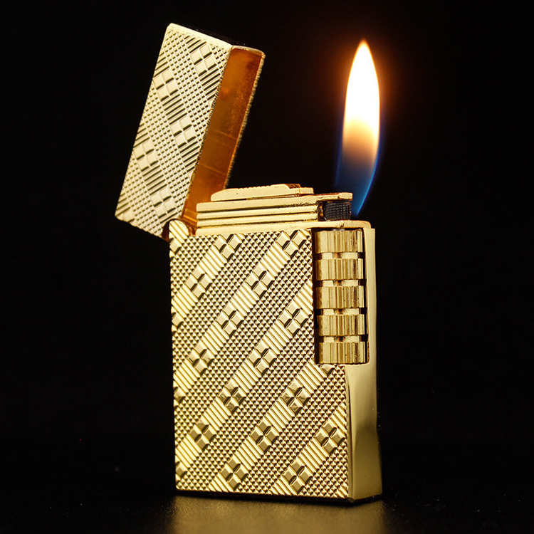 2023 High Quality oblique square lattice bright side grinding wheel metal fire cigarette lighter