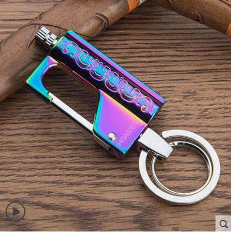 Multifunctional Metal Portable Hitter Keychain Oil Ten Thousand Matches Cigarette Lighter