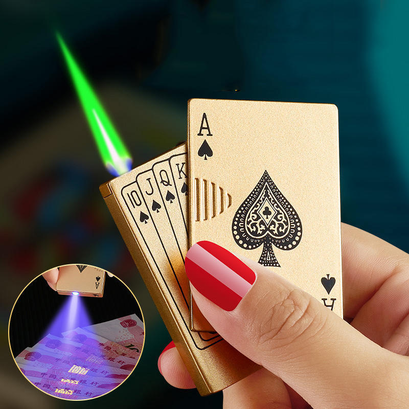 Creative luminous Lighter smoking accessories Lighter Jet Torch Turbo Playing Cards Windproof Lighter