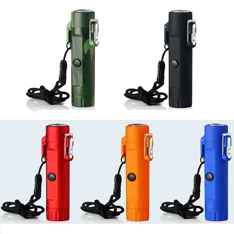 New Double arc with compass usb lighter for distress signal outdoor flashlight lighter