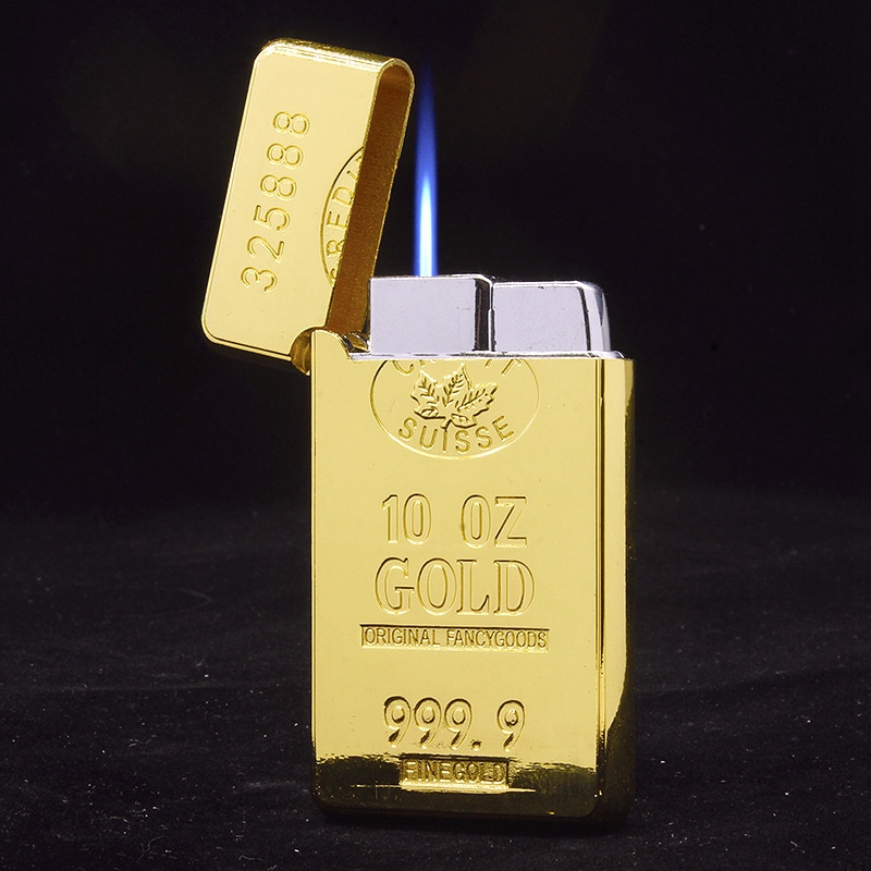 AIRO Hot selling Cigarette Accessories Fashion new Gold bar shape Butane gas lighters Kerosene match lighters