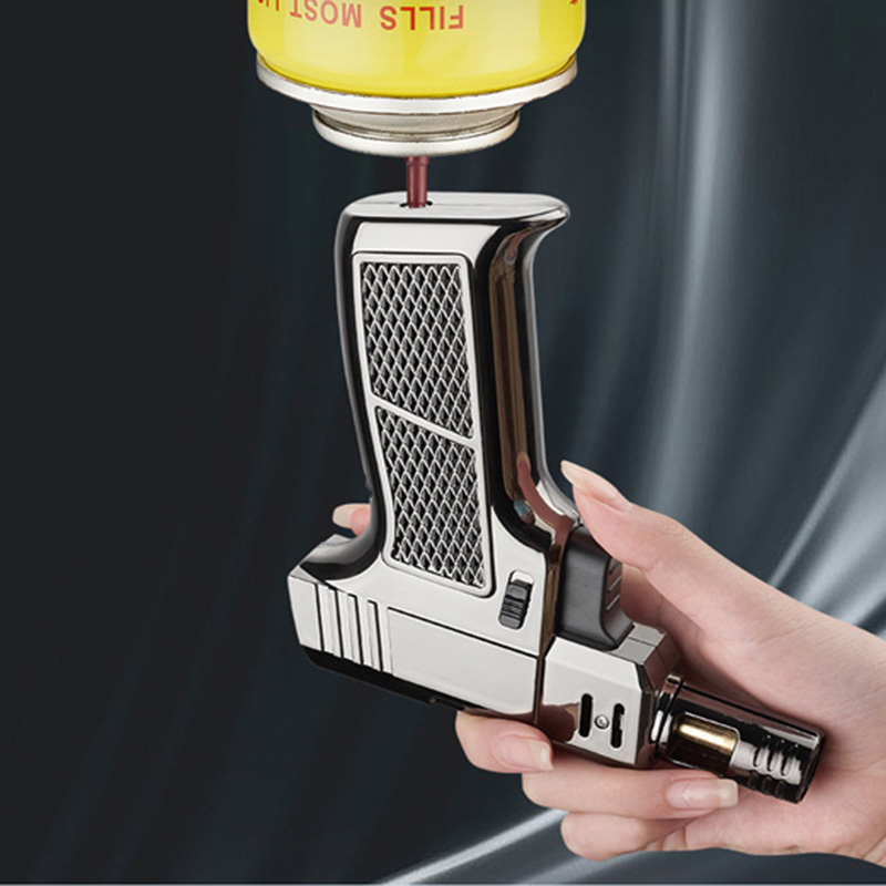 Creativity handheld lighter jet flame torch lighter refillable butane gas BBQ windproof lighter with safety lock Lighter