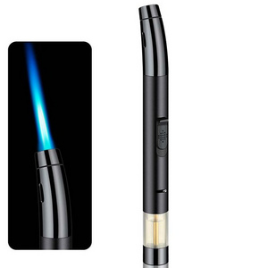 Jet Blue Flame Butane Gas Refillable Torch Lighter For Outdoor survival Kitchen Outdoor Grilling