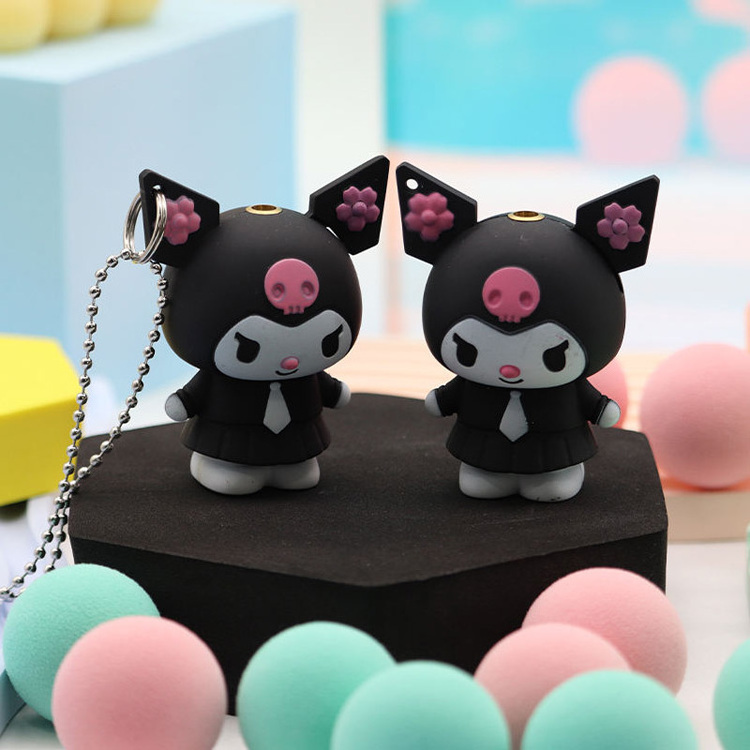 3D Kuromi Lighter Cartoon Doll Open Flame Gas Lighter Refill Cigarette Novel Lighters With Box