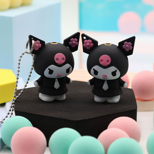 3D Kuromi Lighter Cartoon Doll Open Flame Gas Lighter Refill Cigarette Novel Lighters With Box