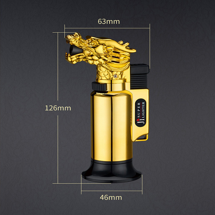 Custom Dragon model Adjust Jet flame Torch Lighter Windproof Butane Gas Lighter for Cigar cooking