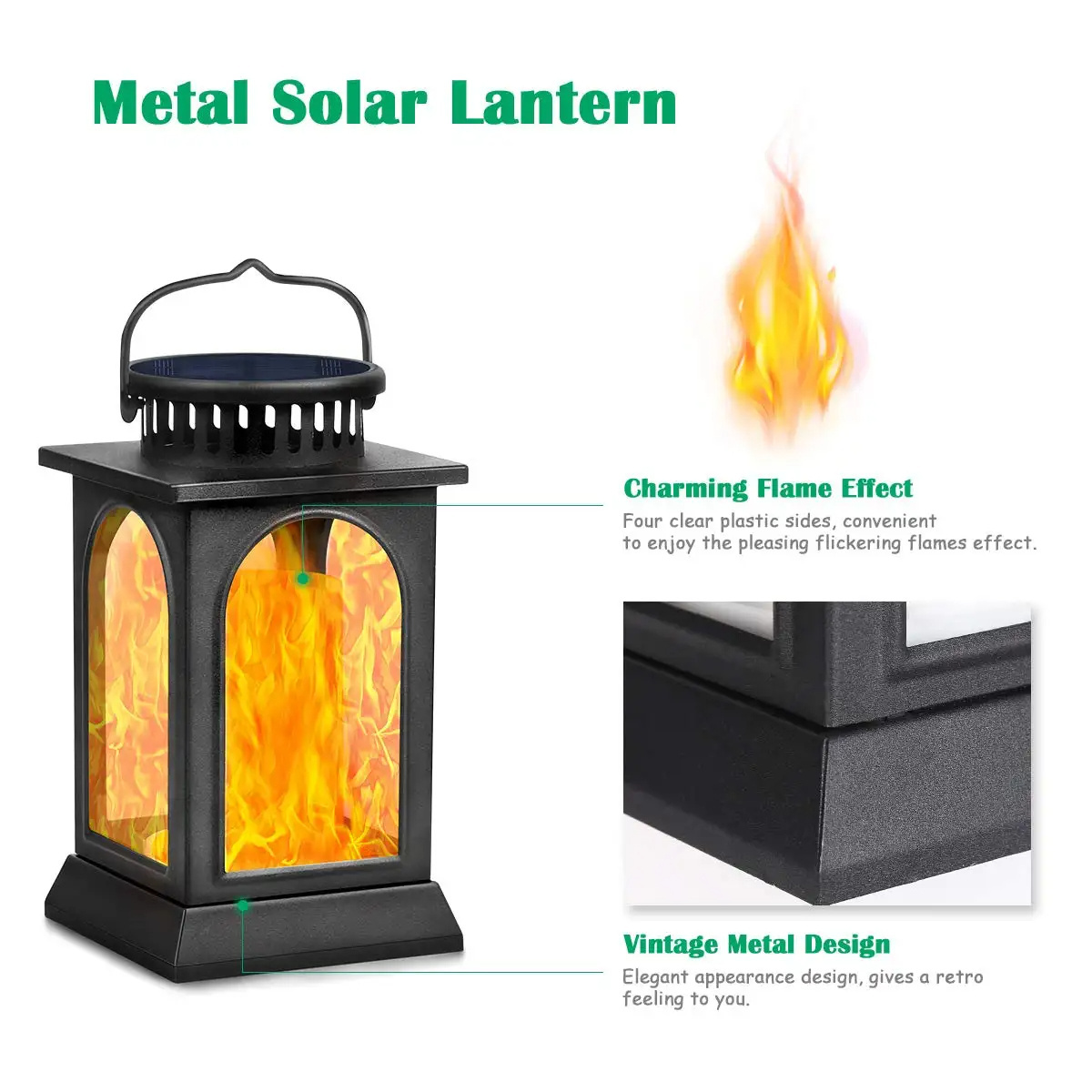 Solar Lantern Lights Dancing Flame Torch Waterproof Outdoor Hanging Lantern Solar Powered Umbrella LED Night Garden Lights