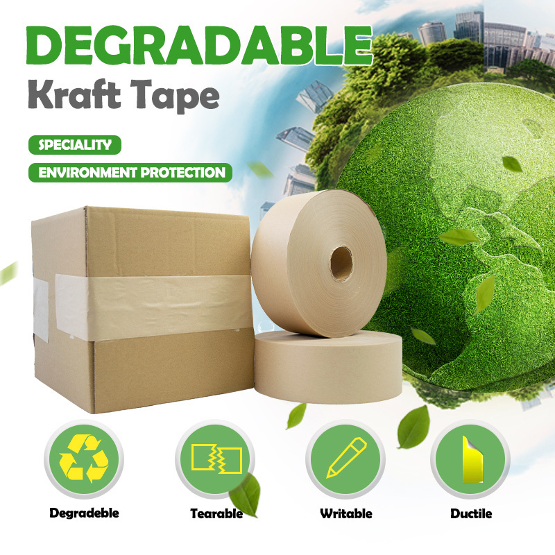 Shipping Protect Carton Sealing Protection Gummed Paper Kraft Custom Brown Wet Water Activated Gum Tape Packaging