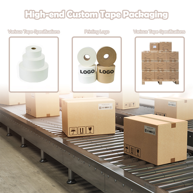 Original Manufacturer Shipping Packaging Solution Wet Roll Water Activated Reinforced Gummed Kraft Paper Tape