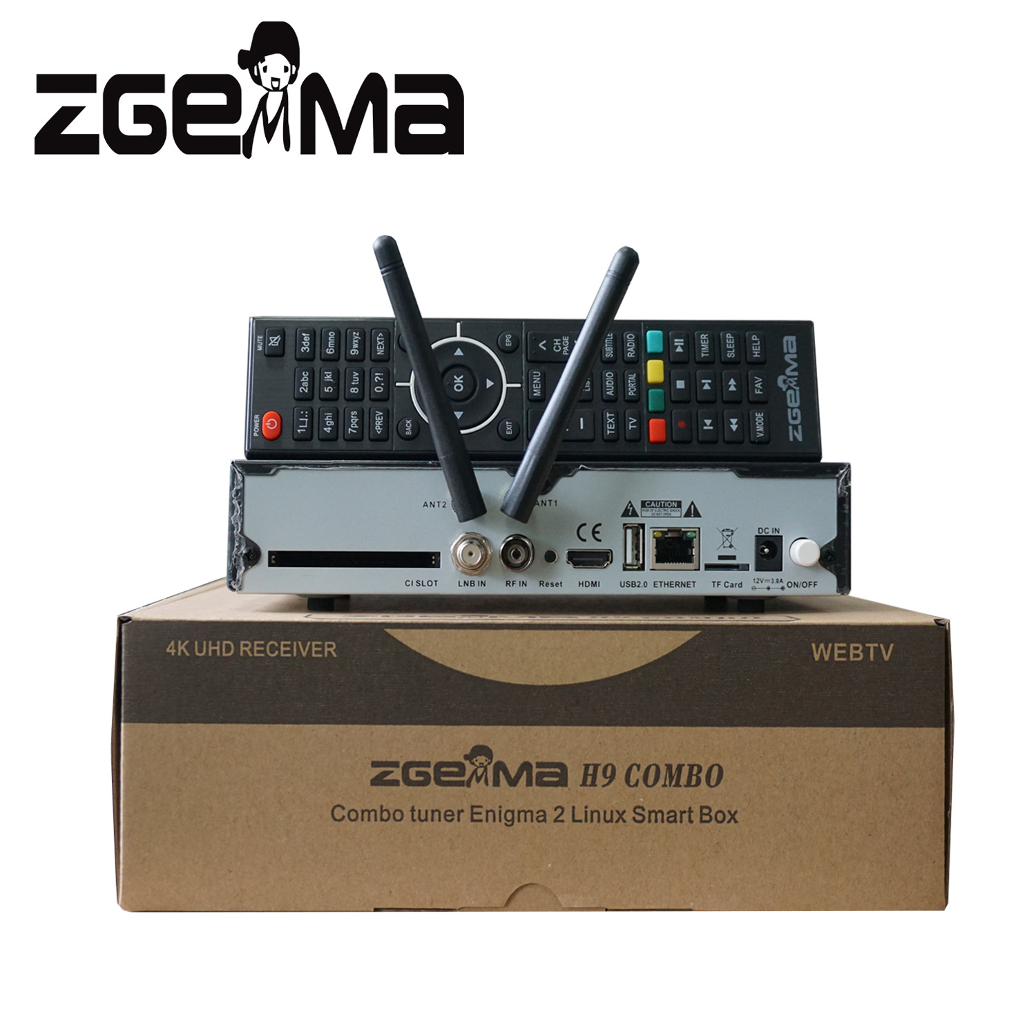 2*WiFi+Ci Plus Functions ZGEMMA H9 COMBO Linux OS Dual Core Decoder & Receiver DVB-S2X+T2/C Twin Tuners