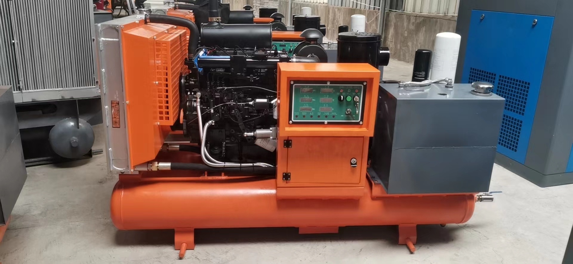 Airstone 185 CFM Heavy Duty Direct Driven Skid Mounted Diesel EnginePortable Screw Air Compressor