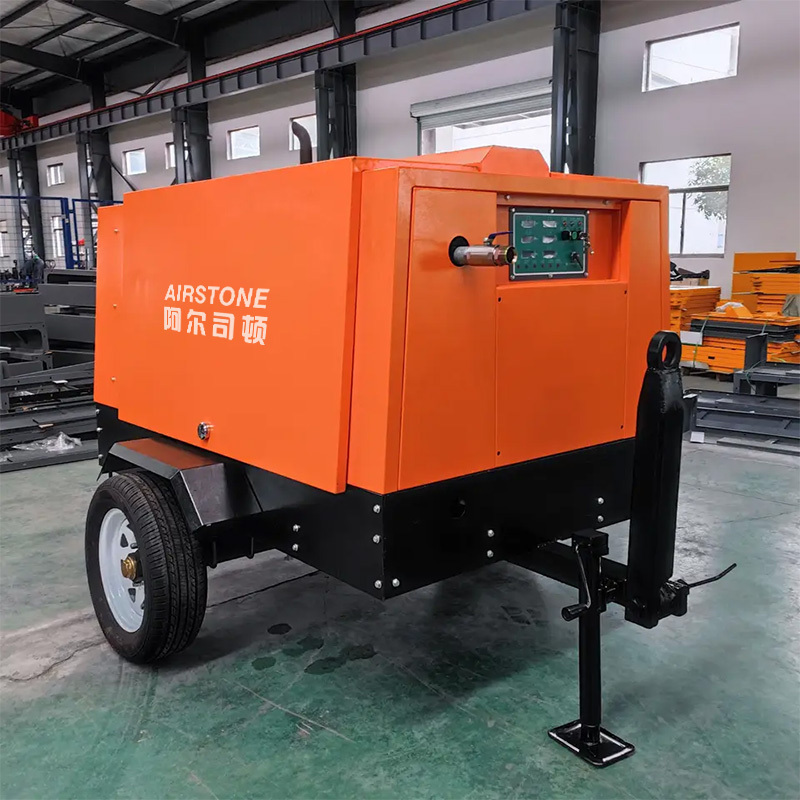 Airstone Portable Mobile Movable Diesel Engine Screw Air Compressor for Mining Industrial Heavy Duty 185 Cfm