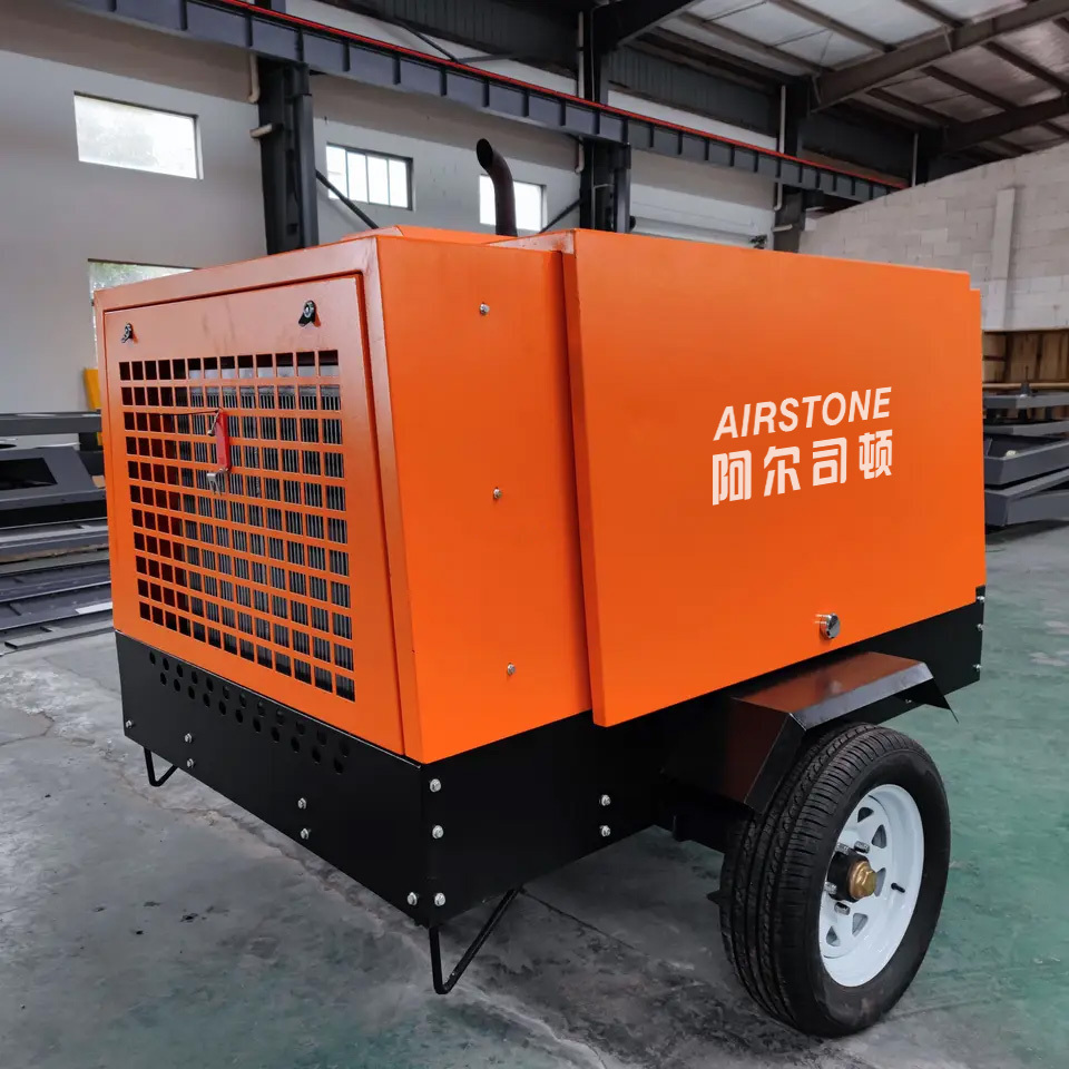 Airstone Portable Mobile Movable Diesel Engine Screw Air Compressor for Mining Industrial Heavy Duty 185 Cfm