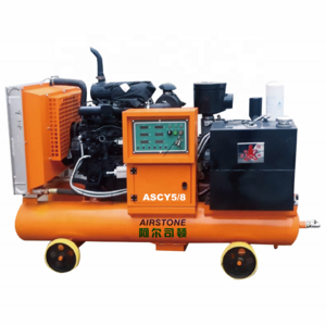 Airstone 185 CFM Heavy Duty Direct Driven Skid Mounted Diesel EnginePortable Screw Air Compressor