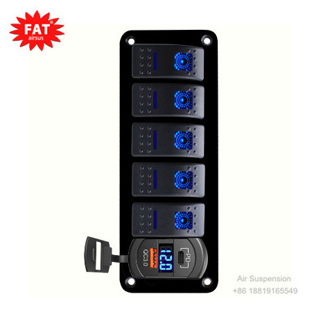 12V 24V Rocker Switch Panel Blue Backlit With PD Type C and USB Charger Voltmeter For Car Boat Marine RV Truck