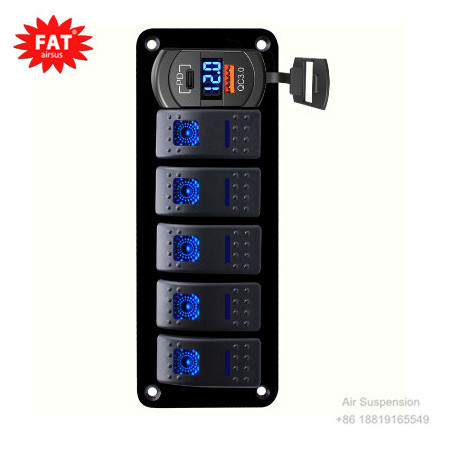 12V 24V Rocker Switch Panel Blue Backlit With PD Type C and USB Charger Voltmeter For Car Boat Marine RV Truck