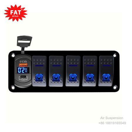 12V 24V Rocker Switch Panel Blue Backlit With PD Type C and USB Charger Voltmeter For Car Boat Marine RV Truck