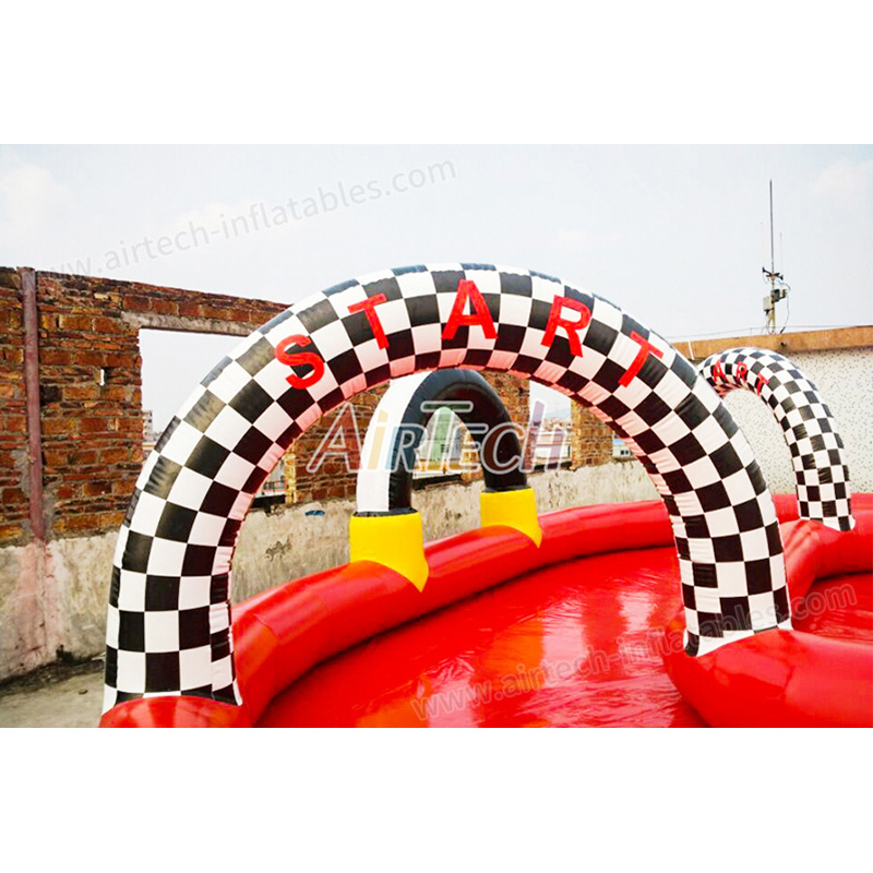 Outdoor sport party race car  inflatablegame air track inflatable go kart car track for carnival