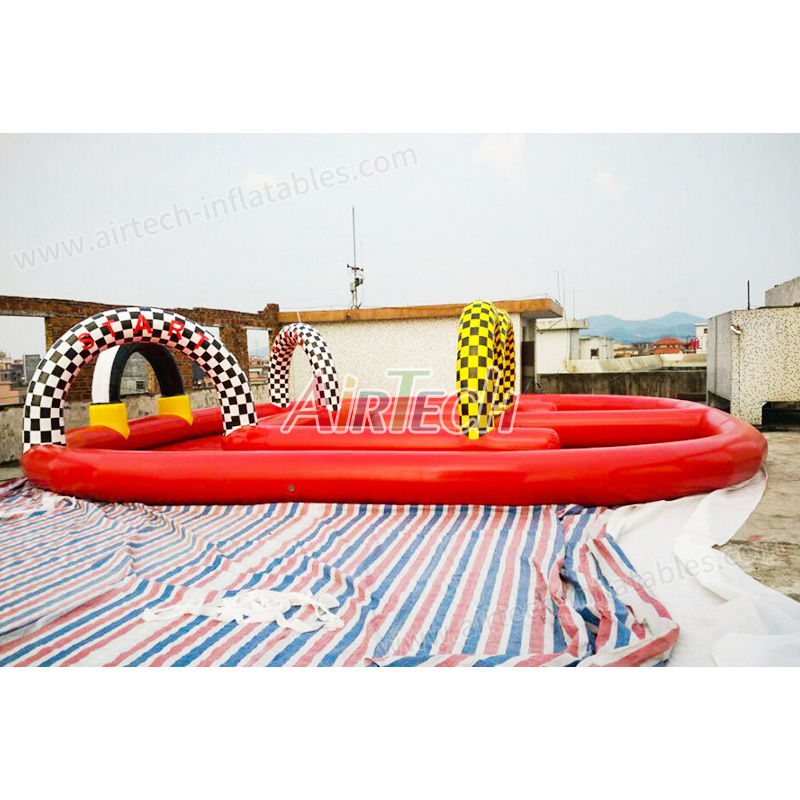 Outdoor sport party race car  inflatablegame air track inflatable go kart car track for carnival