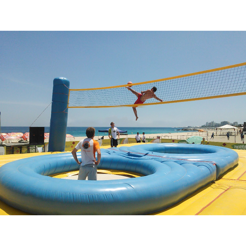 New hot giant beach competitive trampoline jumping sport game net inflatable volleyball game for sale