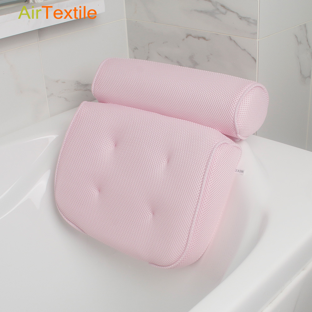 Breathable and washable bathtub pillow 3d bath pillow luxury spa bath pillow for tub with headrest