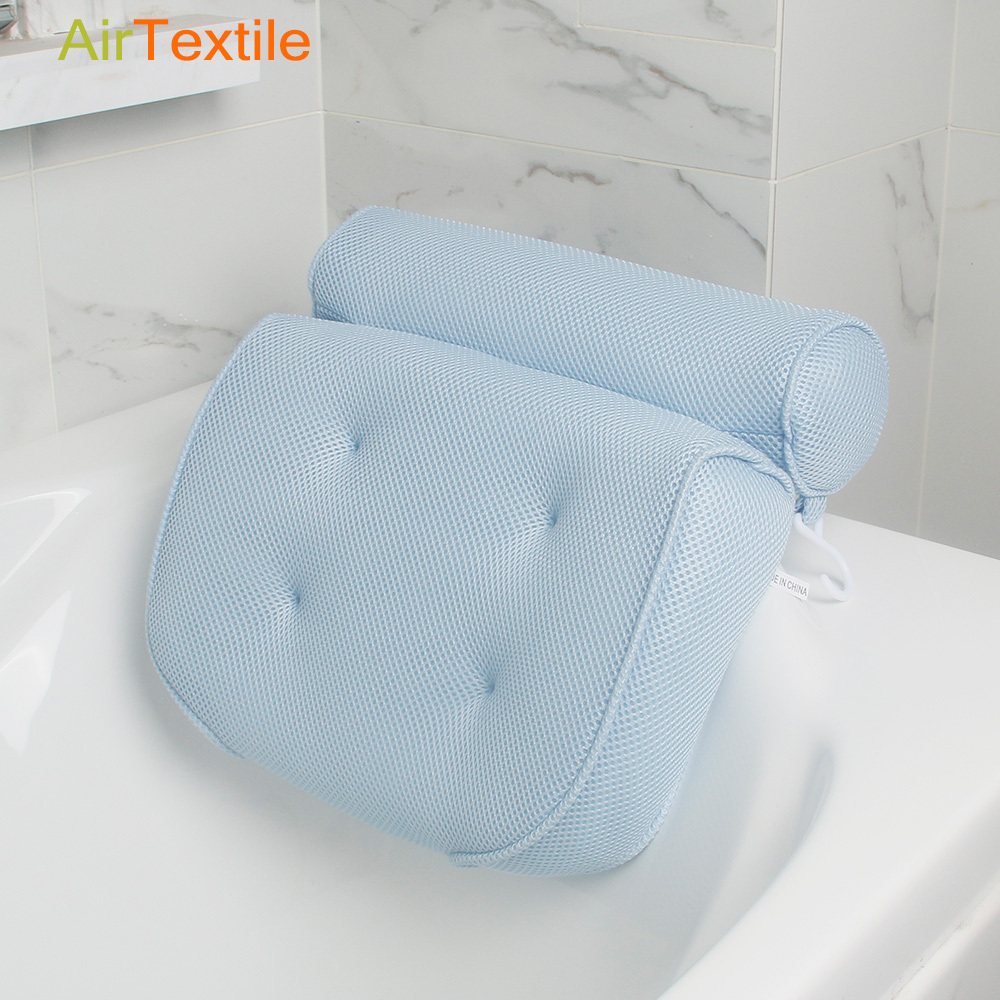 Breathable and washable bathtub pillow 3d bath pillow luxury spa bath pillow for tub with headrest