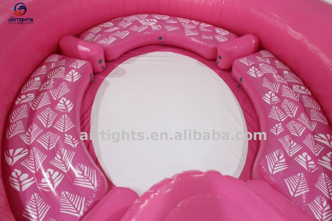 High Quality Thick PVC Tarpaulin Pool Lake Giant Inflatable Flamingo Float Island Water Toy