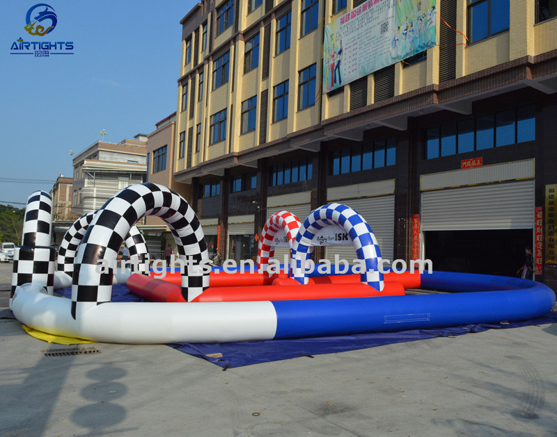 Custom logo printing inflatable race track, challenging go kart inflatable quad track