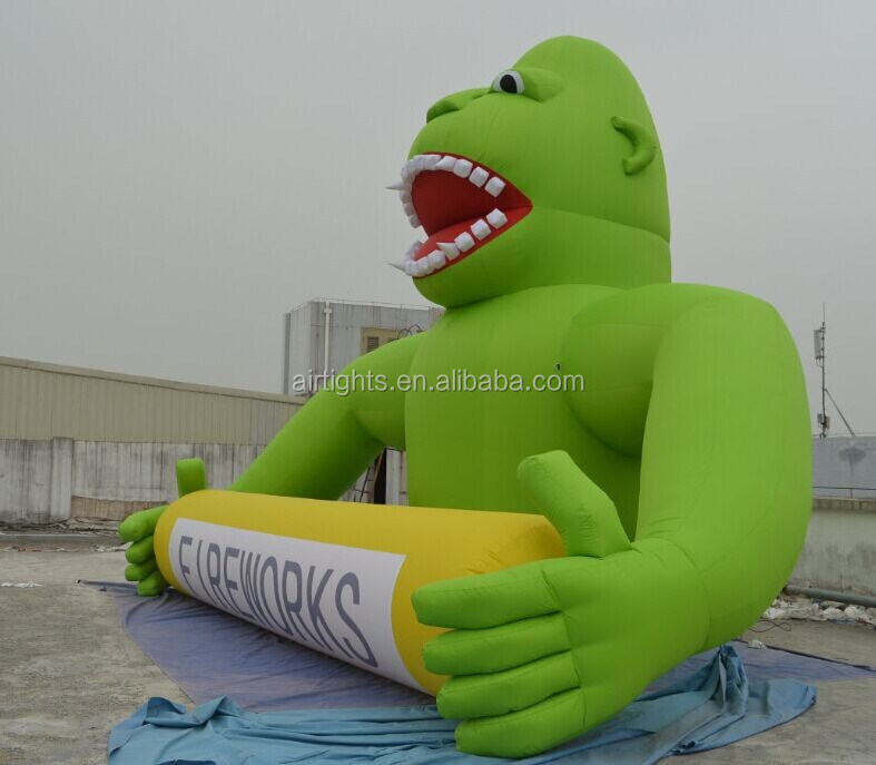 new arrival 6m high inflatable gorilla giant gorilla balloons with banners for firework promotions