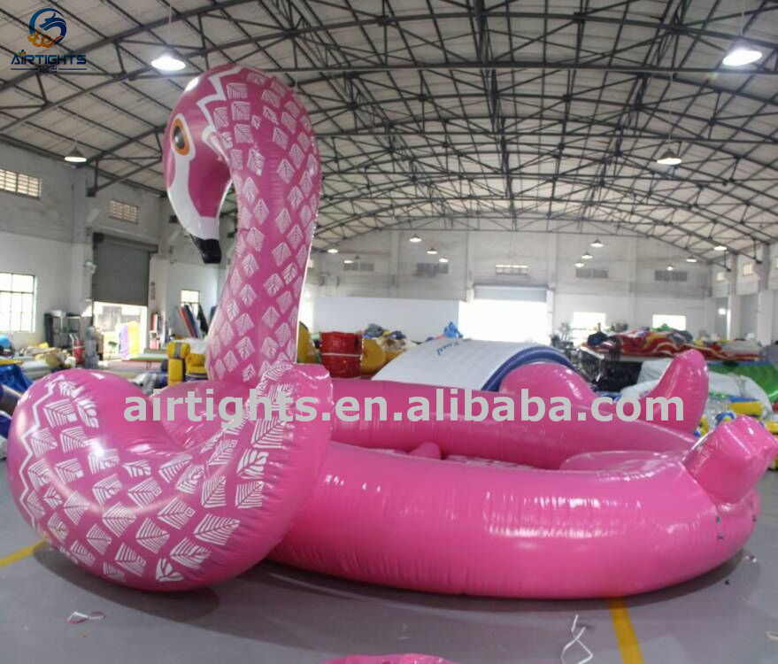 High Quality Thick PVC Tarpaulin Pool Lake Giant Inflatable Flamingo Float Island Water Toy