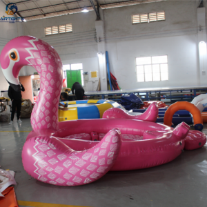 High Quality Thick PVC Tarpaulin Pool Lake Giant Inflatable Flamingo Float Island Water Toy