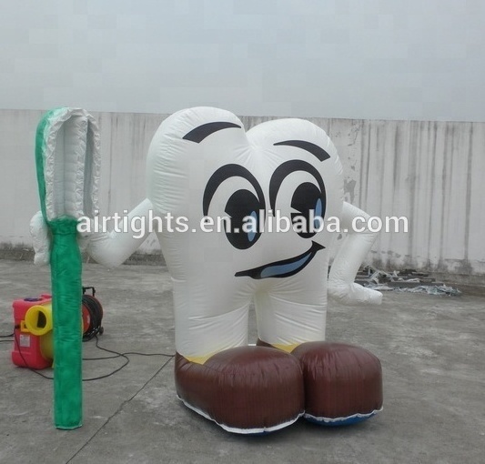 Crazy hot commercial giant inflatable tooth with toothbrush ground balloon