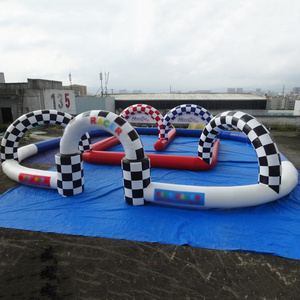 Custom logo printing inflatable race track, challenging go kart inflatable quad track