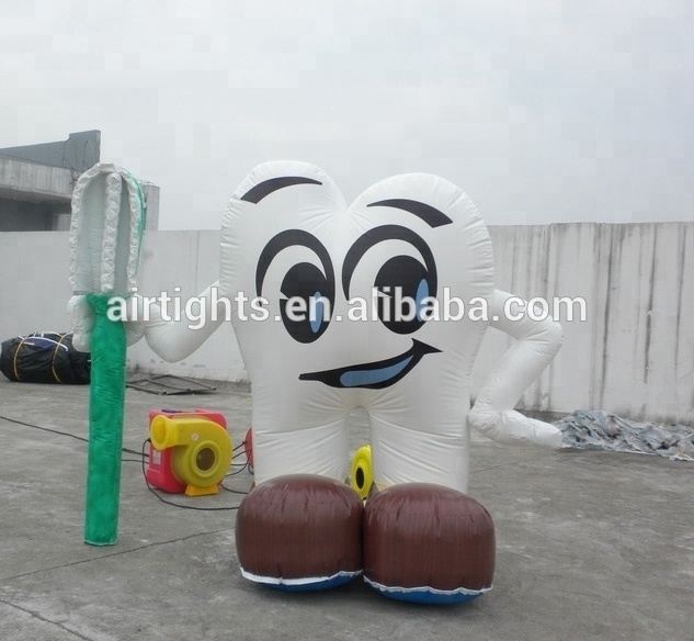 Crazy hot commercial giant inflatable tooth with toothbrush ground balloon